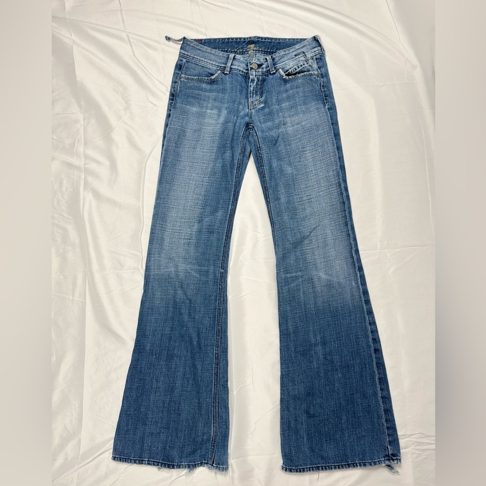 7 For All Mankind Y2K Low Rise Flare Jeans Women’s 26 Vintage Distressed Denim